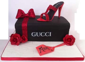 Designer Custom Gucci Shoe Box Red Flower Adult Cake