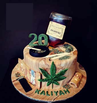 Liquor Marijuana Designer Adult Smoking Cake