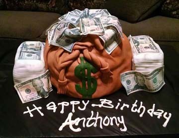 Las Vegas Reno Casino Money Bags Custom Full To Rim Cake