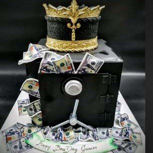 Money Stuffed Safe Box Crown Custom Designer Cake