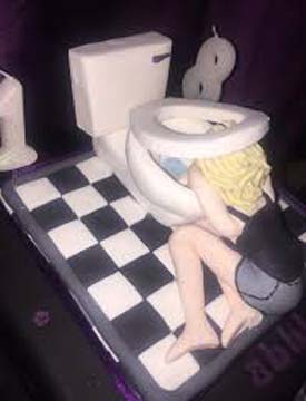 Texas Houston Totaly Toasted Toilet Trowing Up Custom Shape Cake