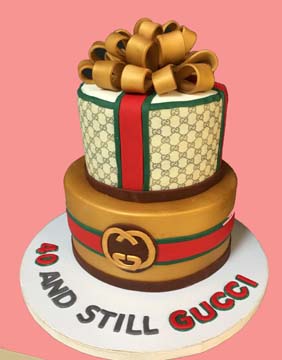 Two Tier Gucci Designer Party Minnesota Minneapolis Custom Cake Bow