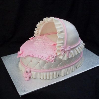 Baby bassinet shower cake